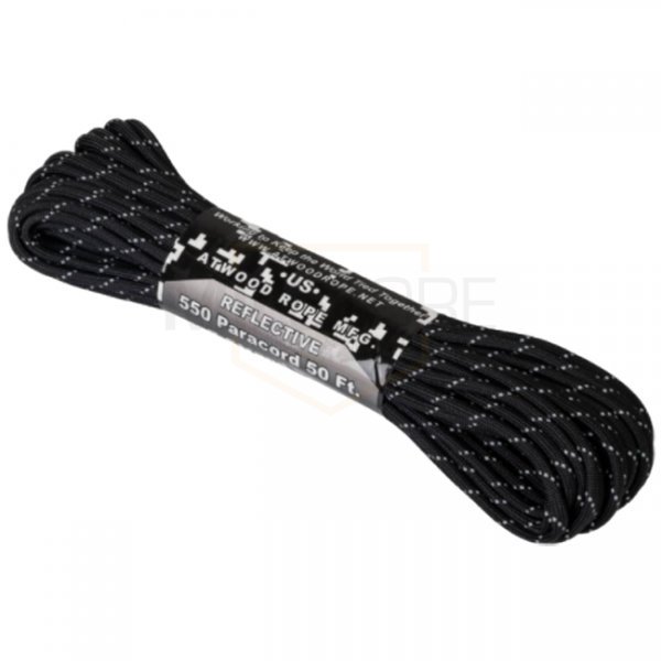 Atwood Rope 550 Paracord Reflective 50ft - Black