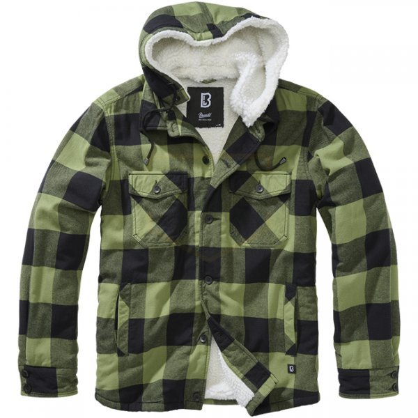 Brandit Lumberjacket Hooded - Black / Olive - XL