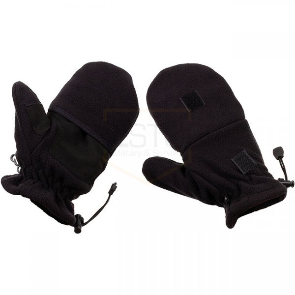 MFH Fleece Gloves Pull Loops - Black - XL