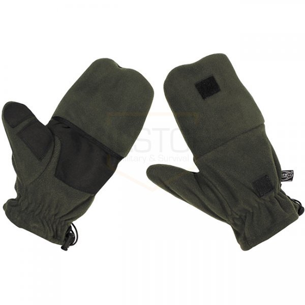 MFH Fleece Gloves Pull Loops - Olive - M