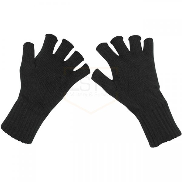 MFH Knitted Gloves Fingerless - Black - M