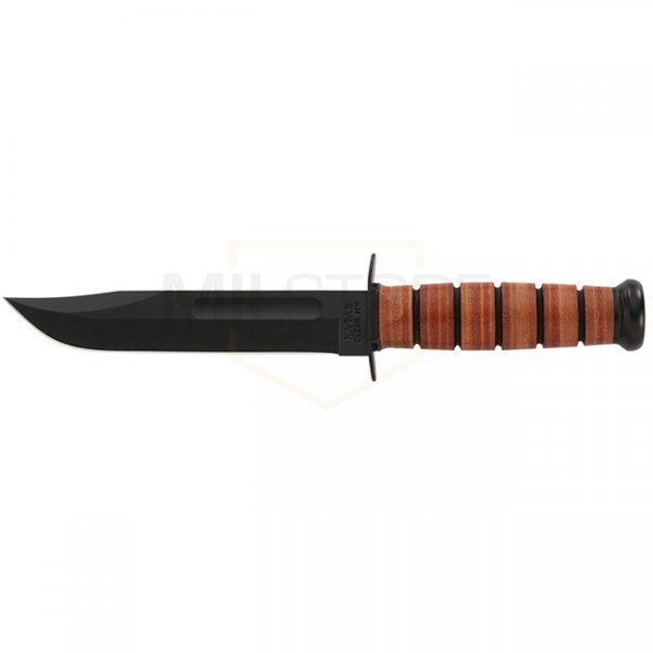 Ka-Bar Full Size Military Fighting Utility Knife Plain Blade & Leather Sheath - USMC