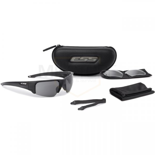 ESS Crowbar Tactical Sunglasses Clear & Smoke Silver Logo - Black