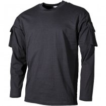 MFH Tactical Long Sleeve Shirt Sleeve Pockets - Black