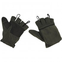 MFH Fleece Gloves Pull Loops - Olive - L