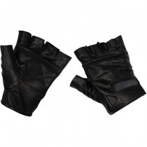 MFH Fingerless Leather Gloves Deluxe - Black - S
